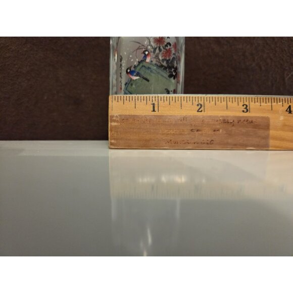 Vtg Chinese Reverse Painted Snuff Bottle Stopper Birds Flowers Cherry Blossoms - Picture 13 of 15